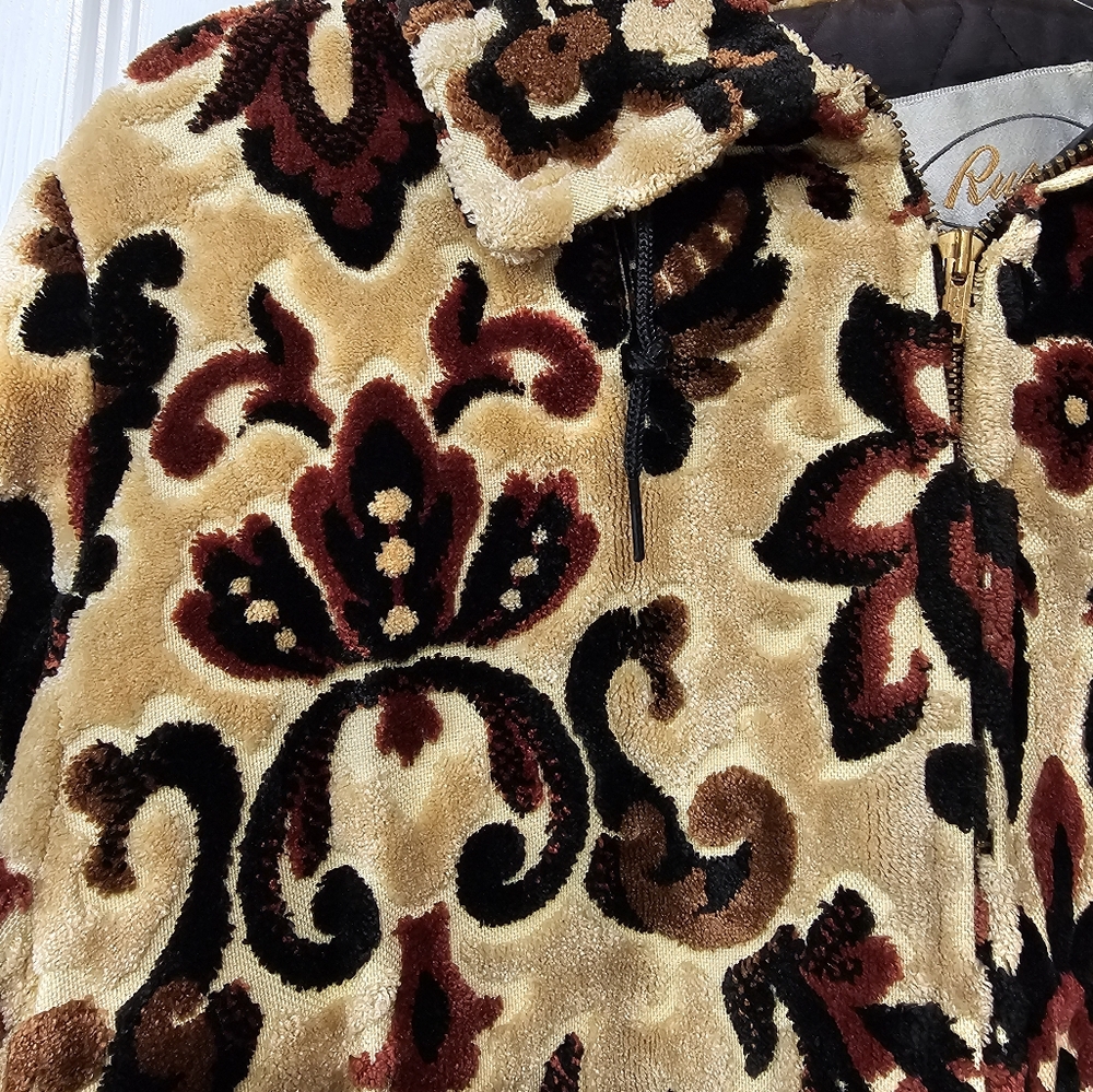 Vintage 1970s Russ Damask Carpet Coat - Picture 11 of 12